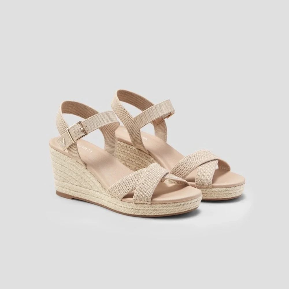 Vivaia Wedge Sandals Espadrille Ankle Strap Casual Summer Sandal Size 9.5 EUR 41